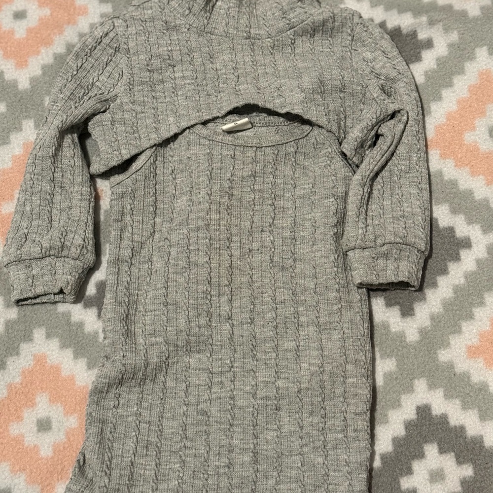 Cozy Gray Knit Sweater Dress